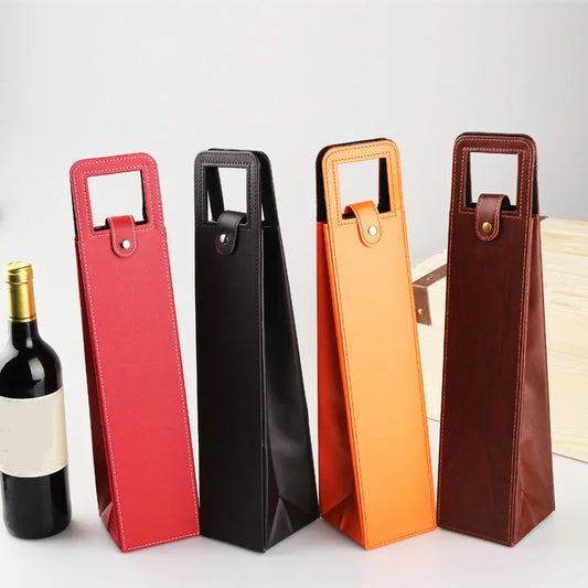 Faux Leather Wine Bottle Packaging Bag